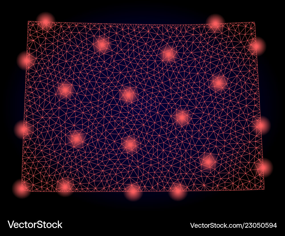 Polygonal 2d mesh map of colorado state with red Polygonal 2d mesh map of colorado state with red vector image