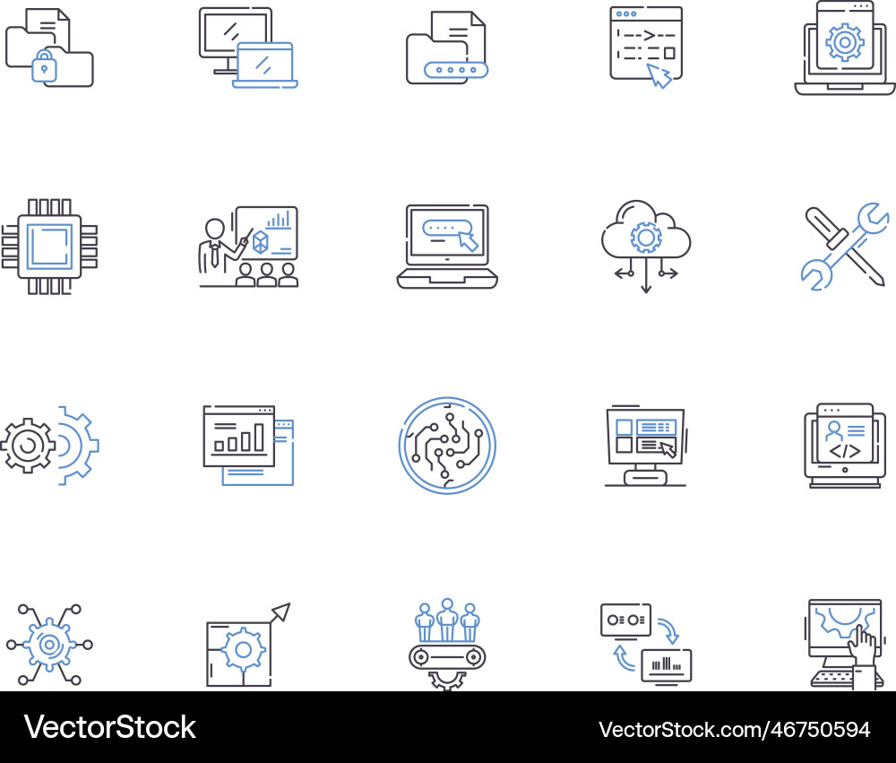 Programmierung Kodierung Umriss Icons Sammlung Programmierung Kodierung Umriss Icons Sammlung vektorbild