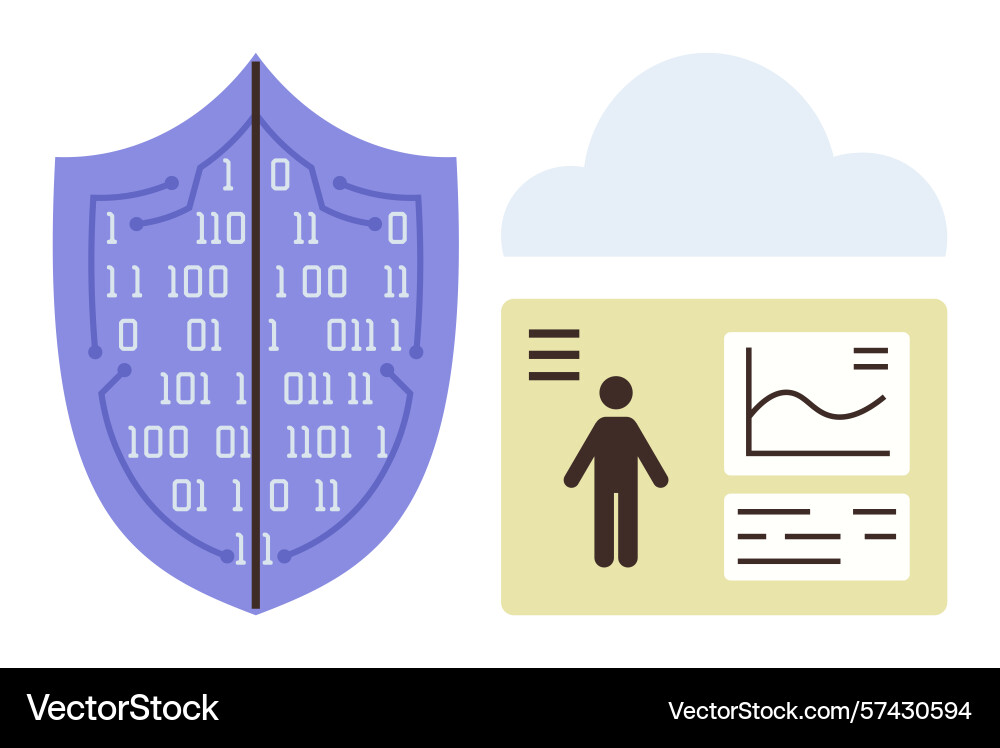 Secure data visualization with digital shield Secure data visualization with digital shield vector image