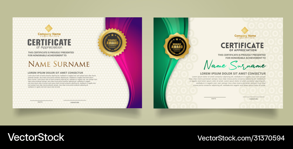 Set modern certificate template with flow lines Set modern certificate template with flow lines vector image
