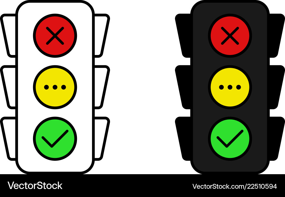 Set of traffic light in line and flat design Vector Image