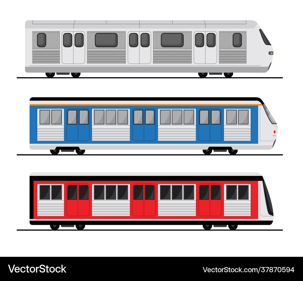 Subway train set tube station flat Subway train set tube station flat vector image