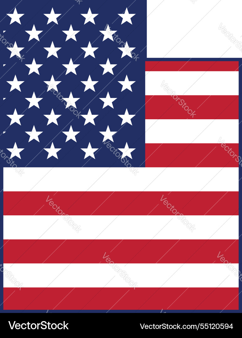 Utah ut state map shape with usa flag vector image