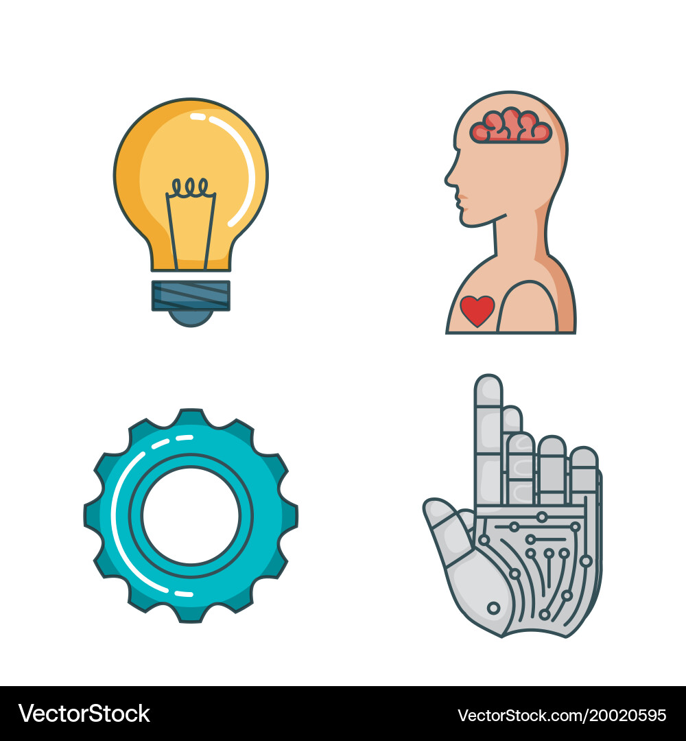 Artificial intelligence technology set icons Vector Image