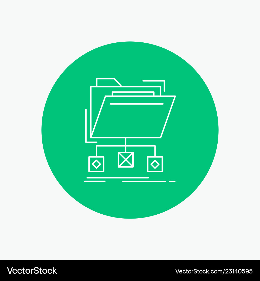 Backup data files folder network white line icon Backup data files folder network white line icon vector image