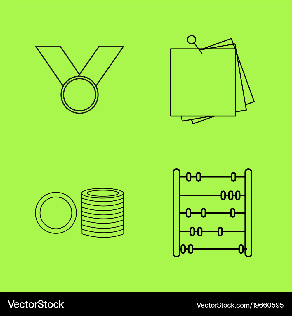 Basic content simple linear outline icon set vector image