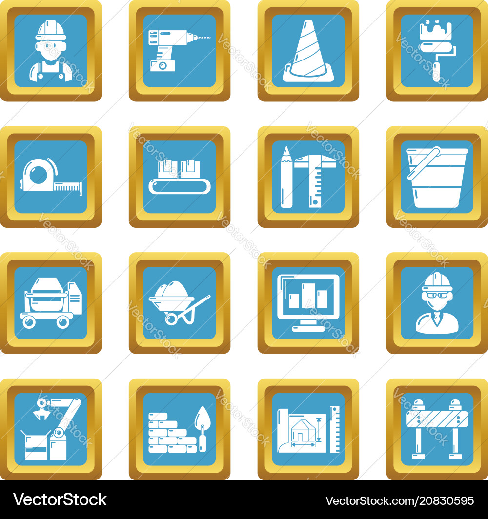 Building process icons set sapphirine square Building process icons set sapphirine square Vector Image