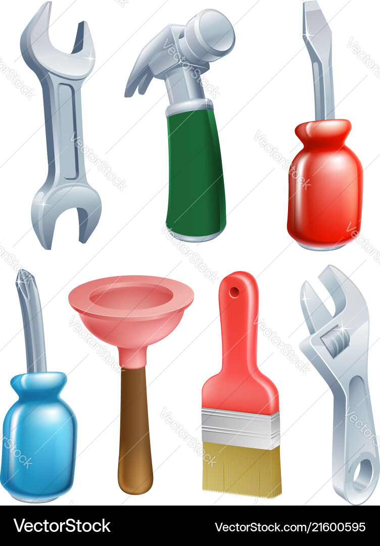 Cartoon Tool Icons Royalty Free Vector Image - VectorStock