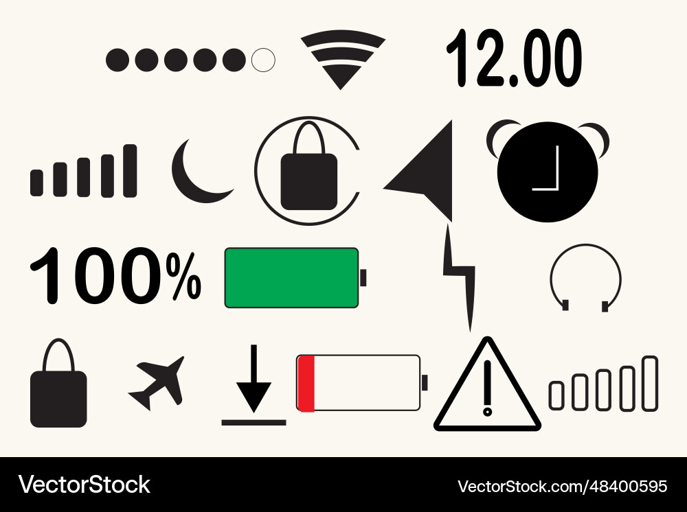 Cellular Signal Icons - UI Status Bars vector image