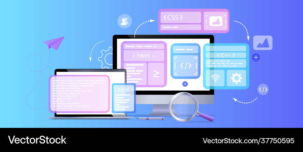 Concept web design website page development Concept web design website page development vector image