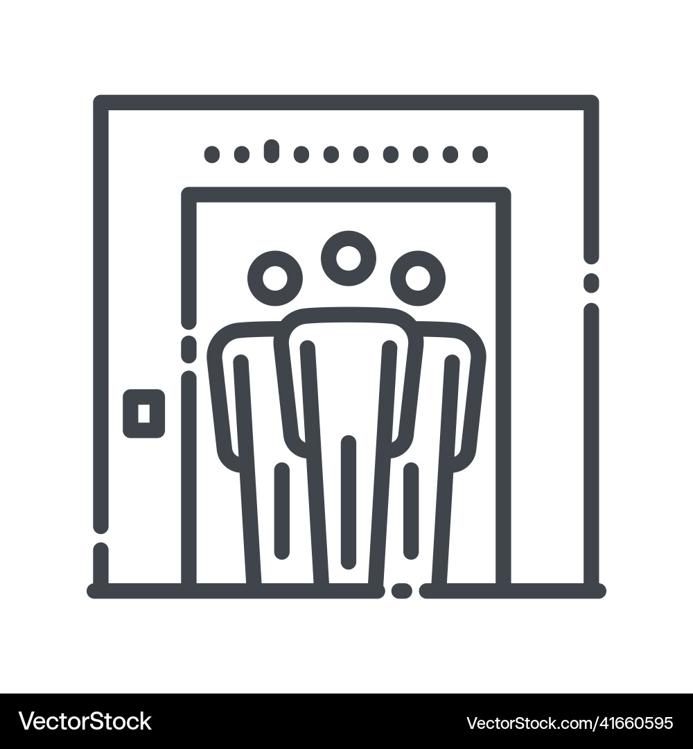 Elevator with passengers line icon front view vector image