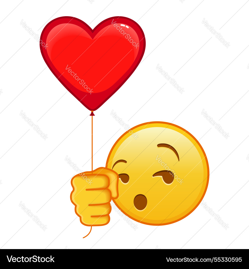 Grinning flirten Gesicht mit rotem Herzbaloon Grinning flirten Gesicht mit rotem Herzbaloon vektorbild