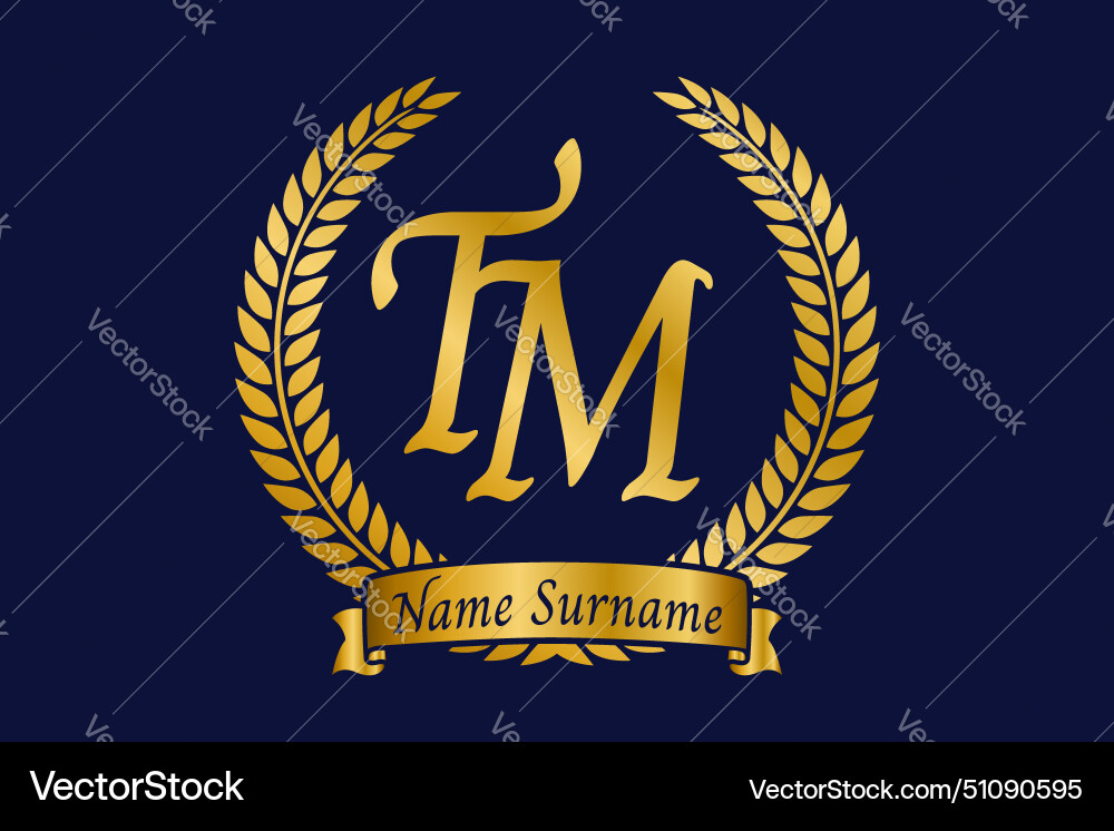 Initial letter t and m tm monogram logo design Vector Image