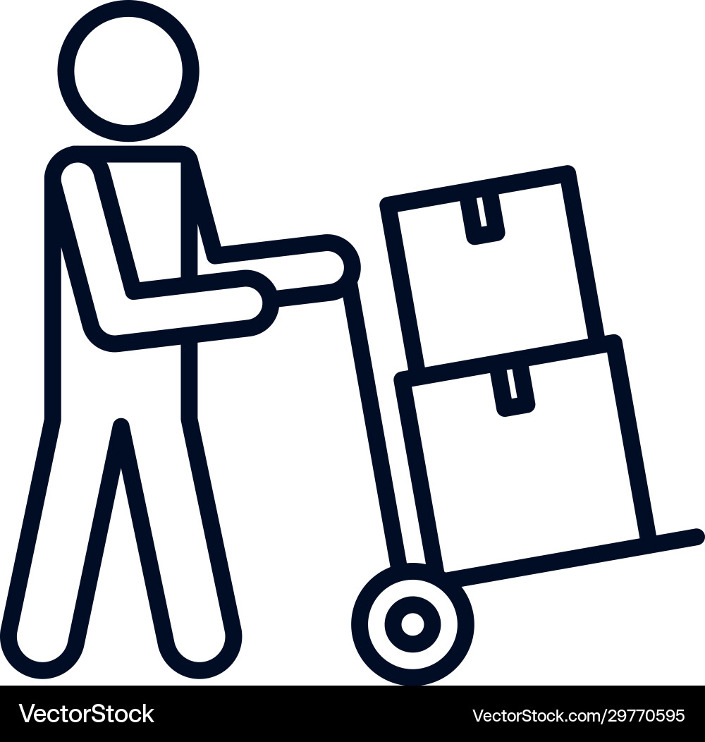 Isolated avatar with delivery boxes over cart line Vector Image