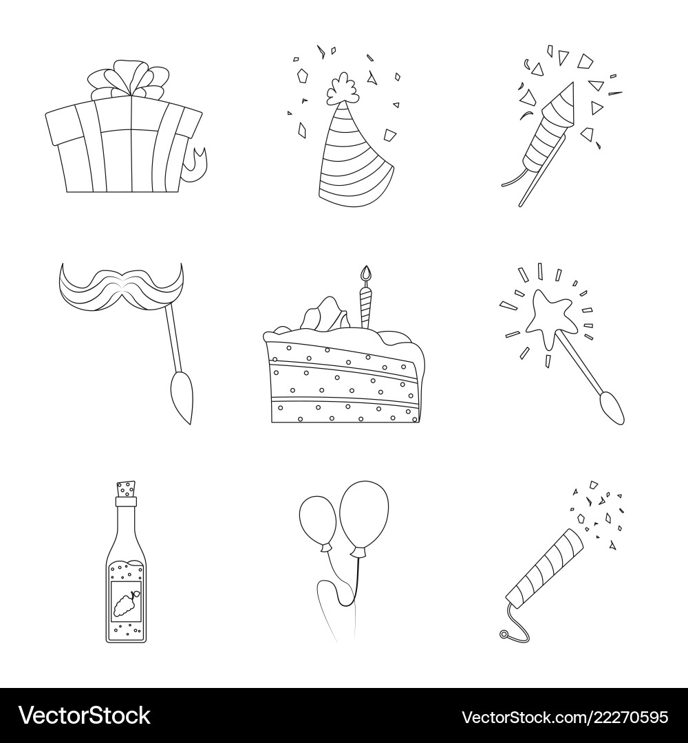 Isolated object of party and birthday icon set Vector Image