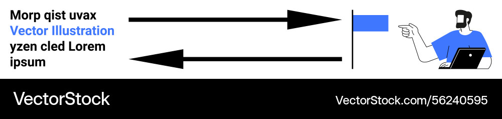 Man with laptop explaining directional process Man with laptop explaining directional process vector image