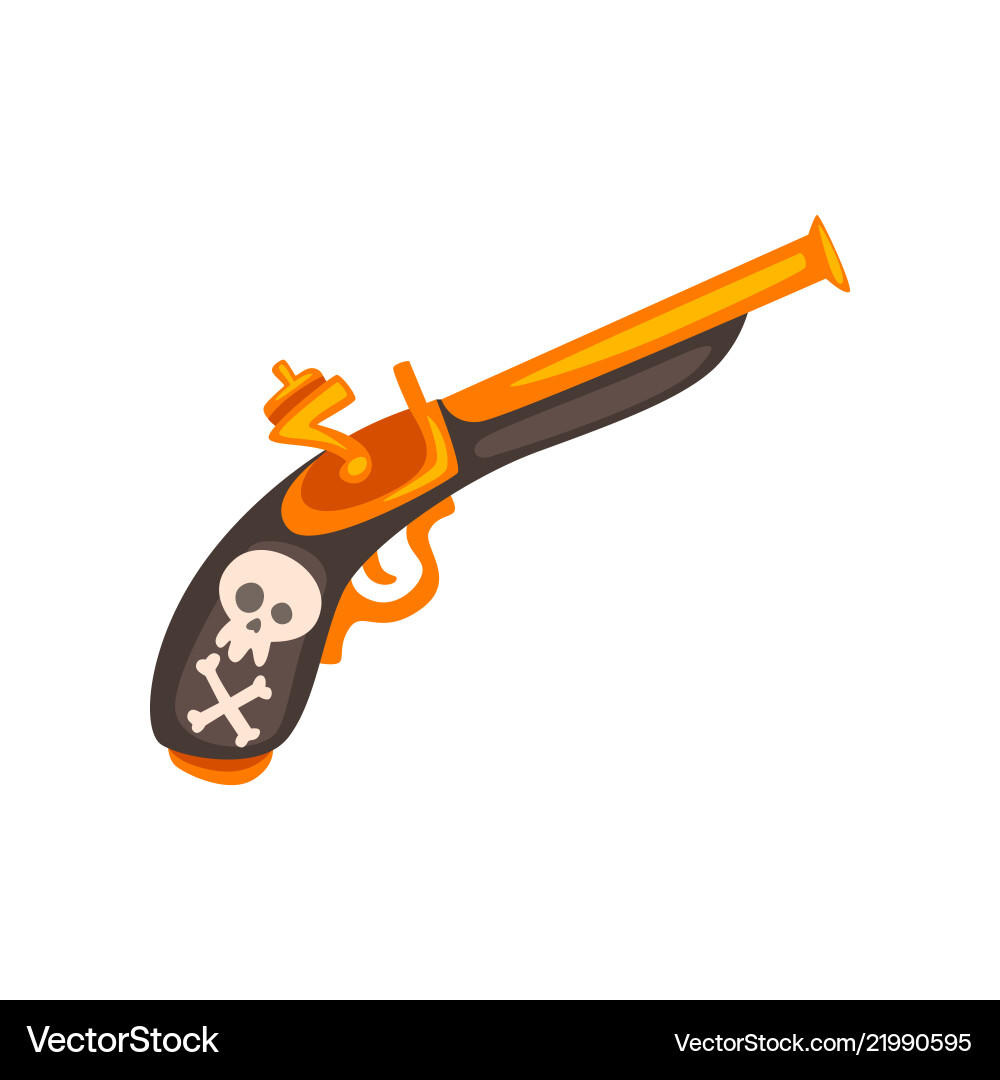 Old flintlock pistol ancient weapon Royalty Free Vector