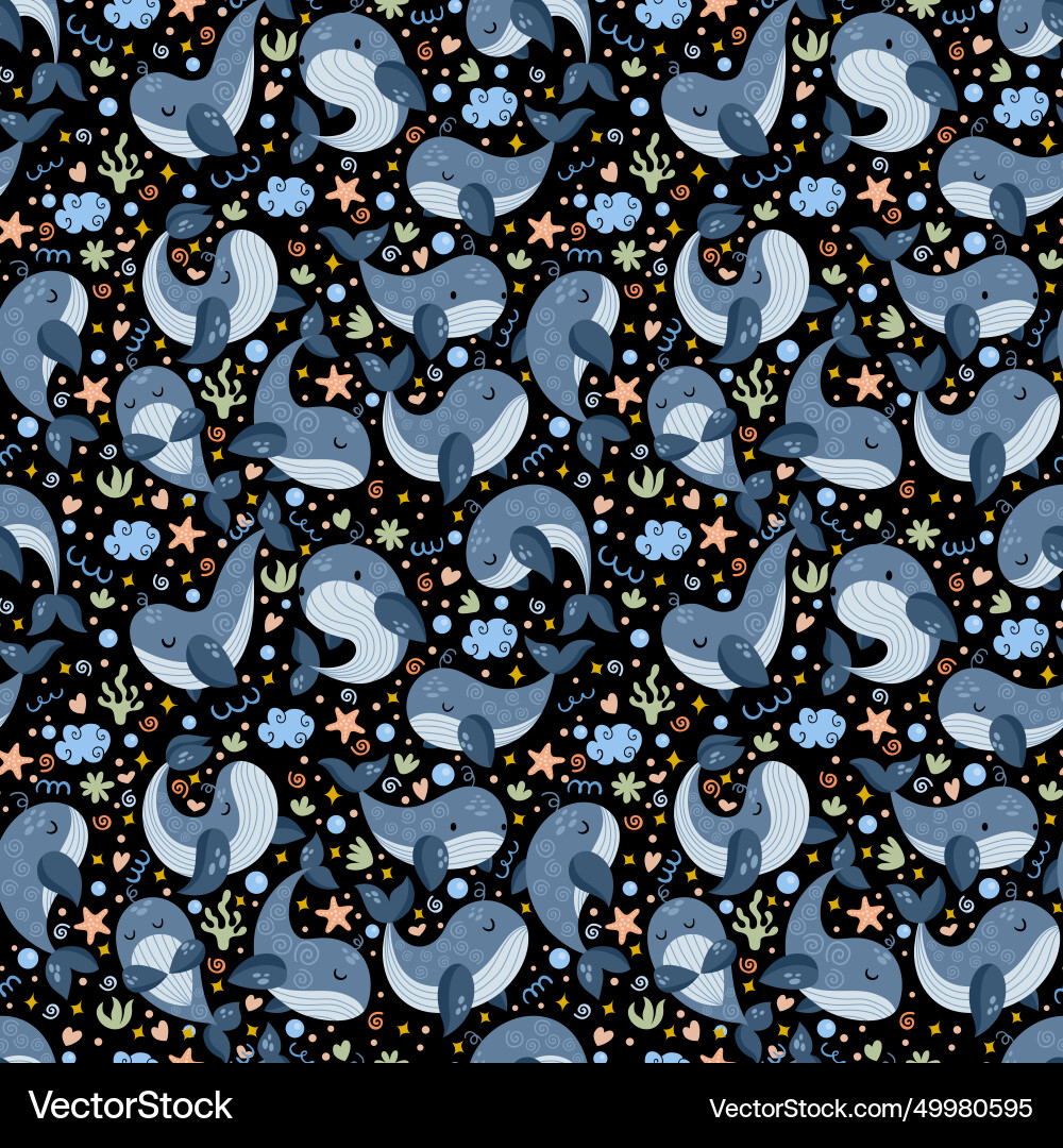 Seamless pattern background with whales Seamless pattern background with whales vector image