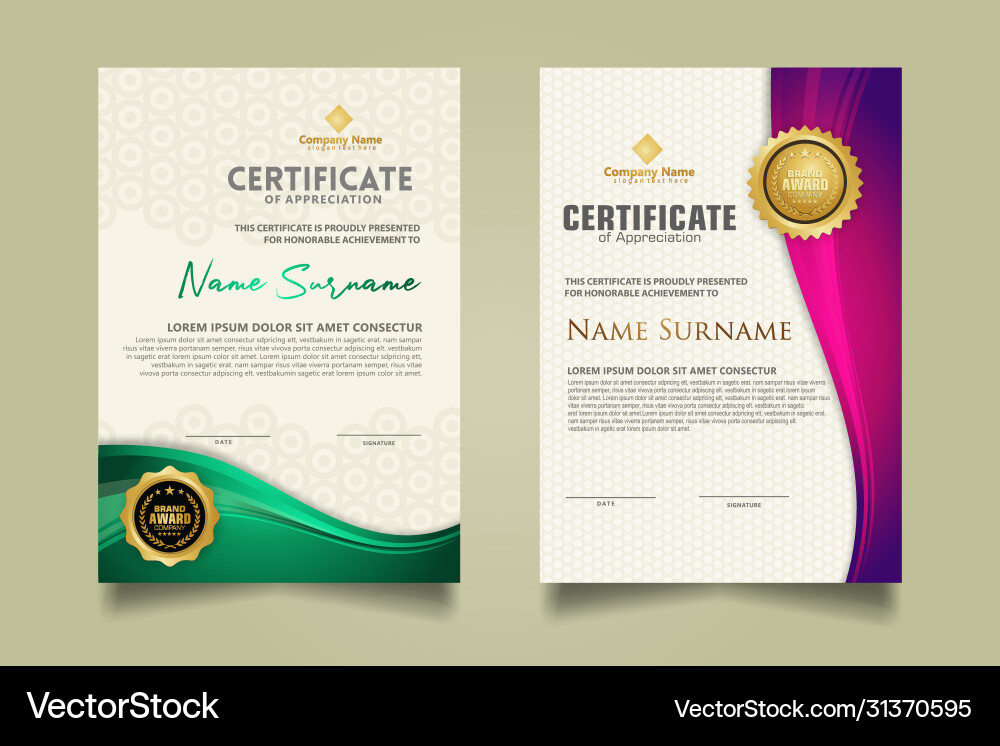 Set modern certificate template with flow lines Set modern certificate template with flow lines vector image