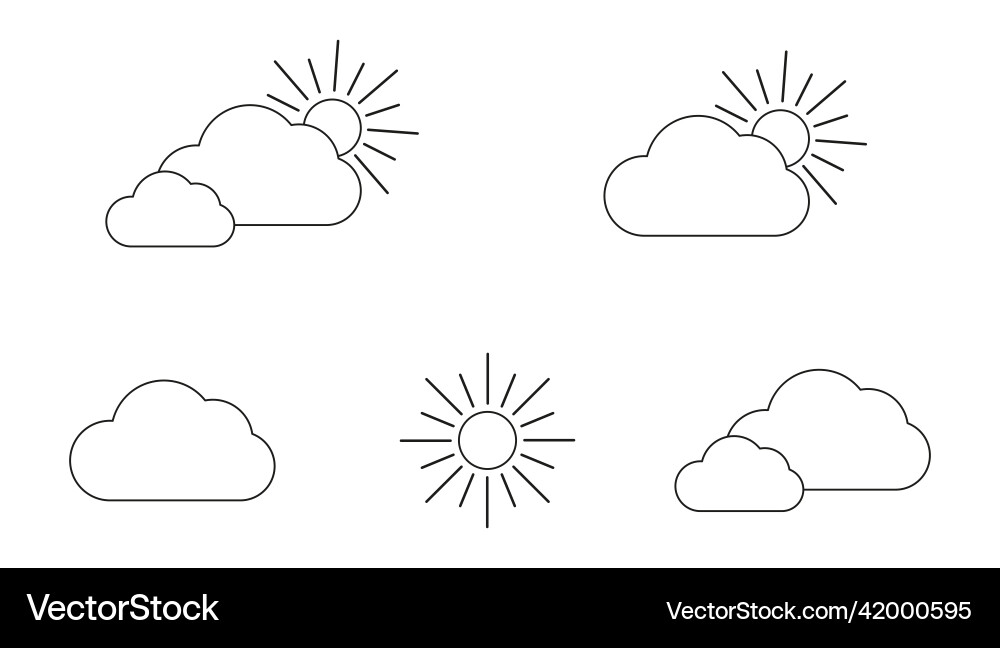 Set with different weather icons of sun Vector Image