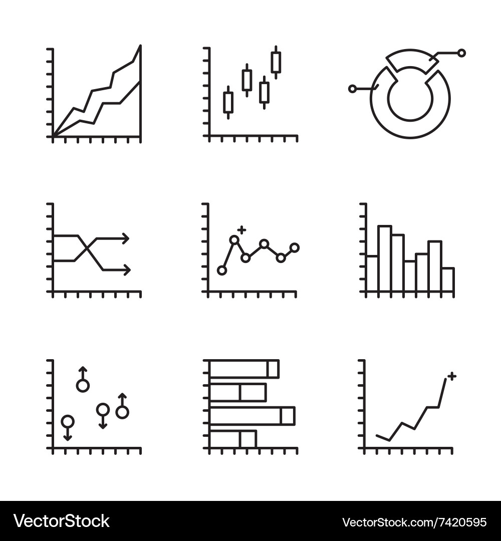 Statistical Data Icons Set vector image