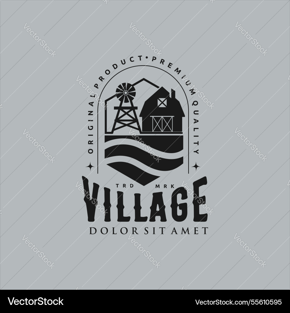 Vintage Bauernhof Leben Logo Design mit Scheune Windmühle Vintage Bauernhof Leben Logo Design mit Scheune Windmühle vektorbild
