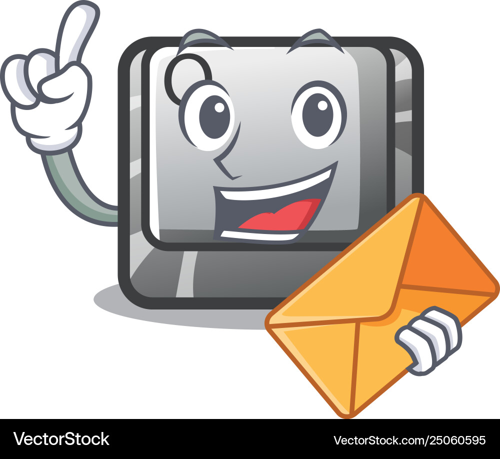 With envelope q button on cartoon keyboard vector image