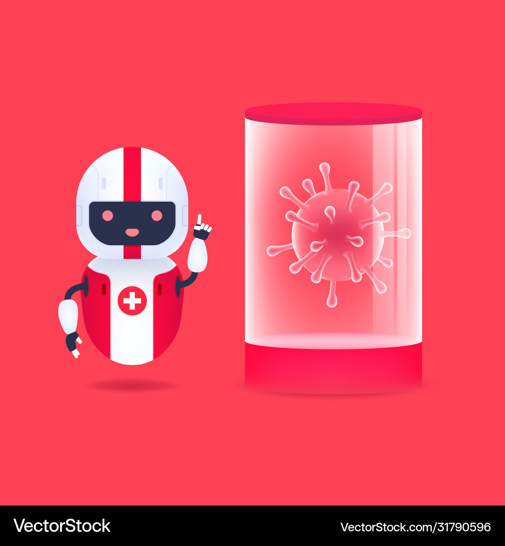 Android Robot with Coronavirus Test vector image