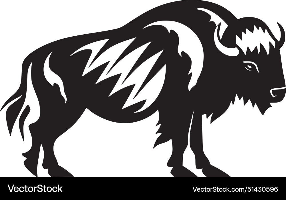 Bison - black and white Royalty Free Vector Image