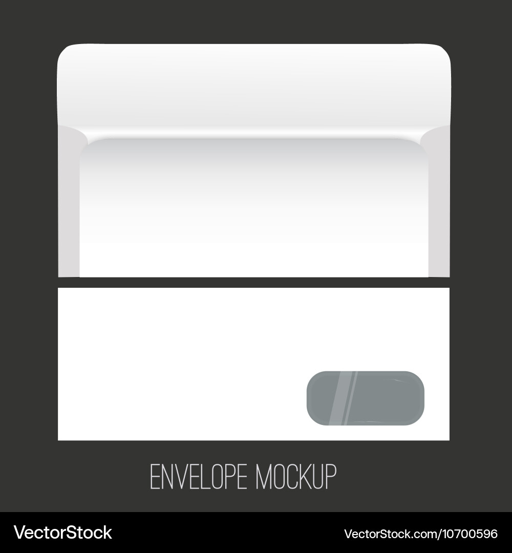 Blank envelope mockup with window front and back vector image