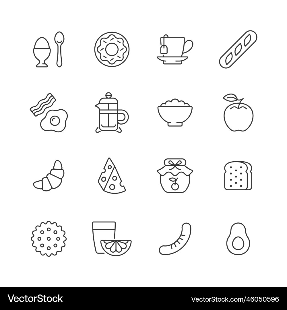 Breakfast line icon set collection symbol Breakfast line icon set collection symbol vector image