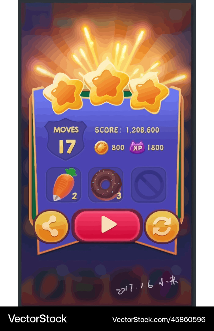 Complete set of level button game ui pop-up icon vector image