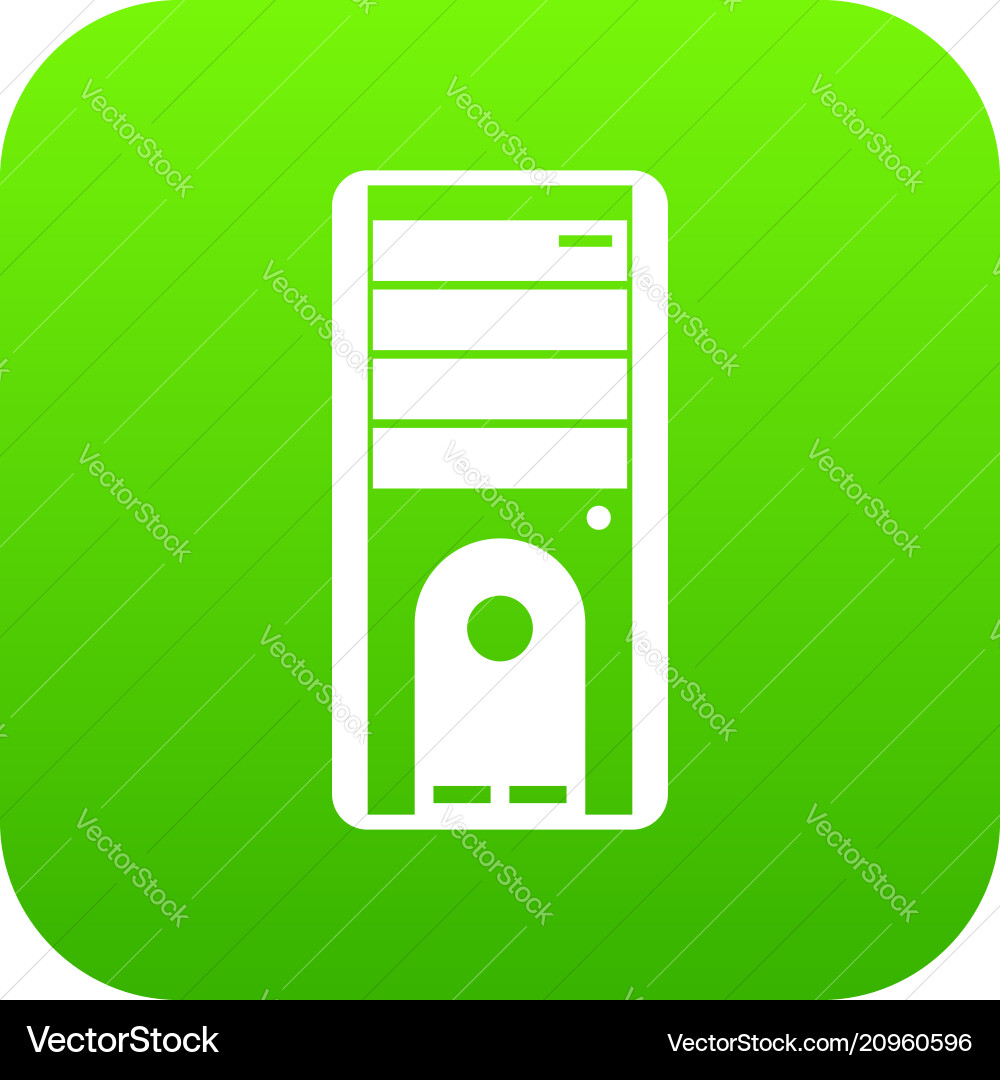 Computer system unit icon digital green Computer system unit icon digital green vector image