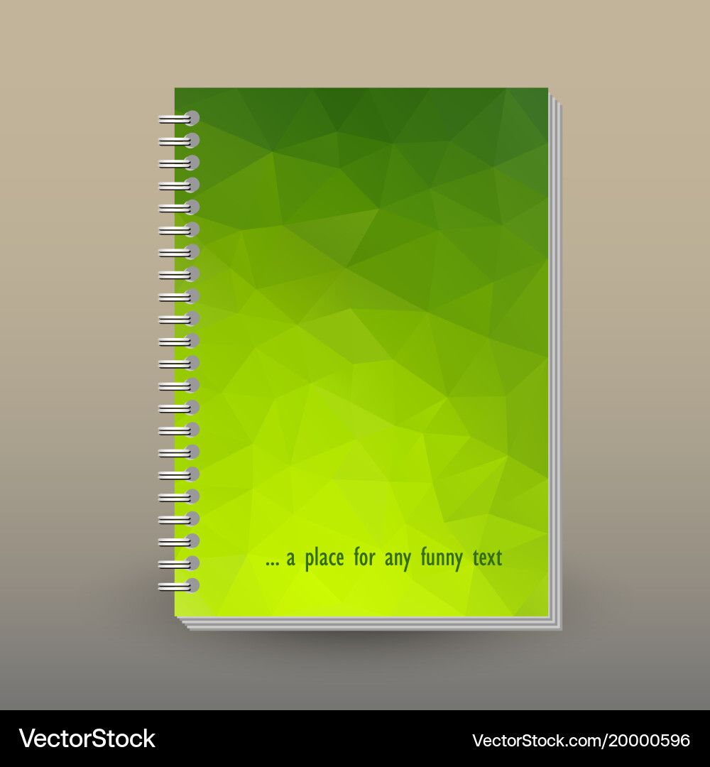 Cover of diary notebook green triangular pattern vector image
