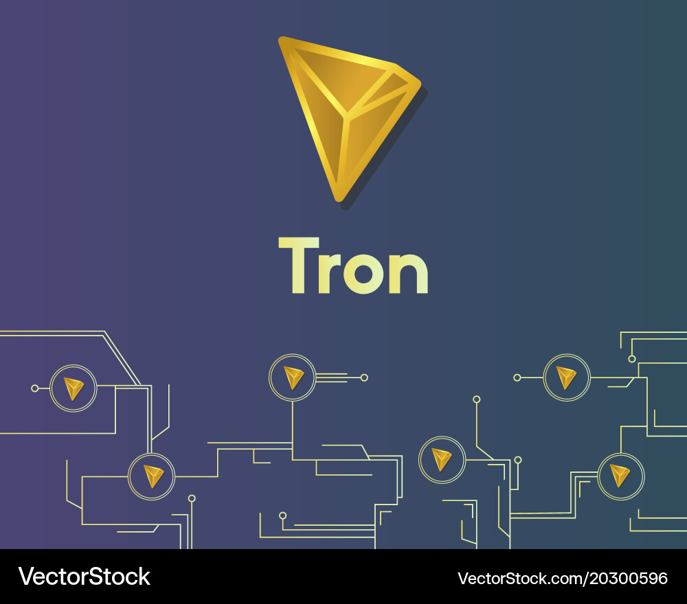 Cryptocurrency tron Blockchain-Vernetzung Vektorbild