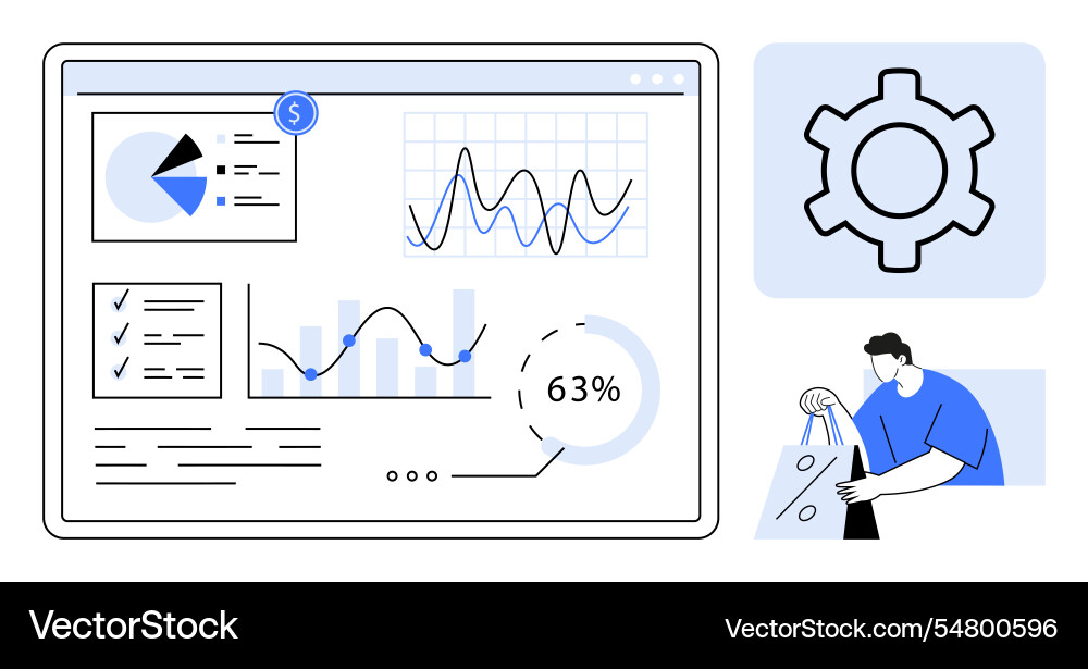 Data analytics dashboard with statistical charts Data analytics dashboard with statistical charts vector image