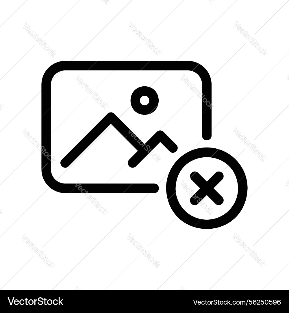 Delete image outline icon with landscape Delete image outline icon with landscape Vector Image