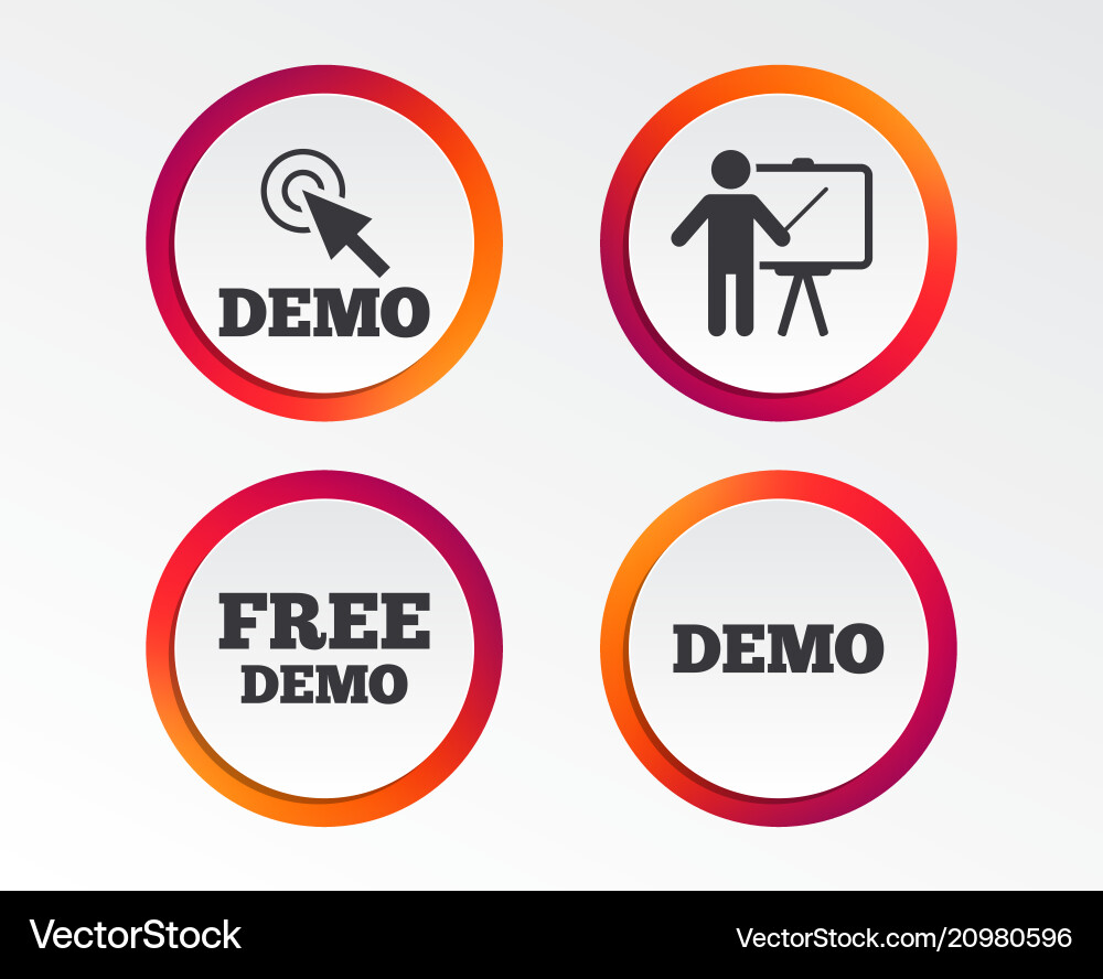 Demo with cursor icon presentation billboard Demo with cursor icon presentation billboard Vector Image