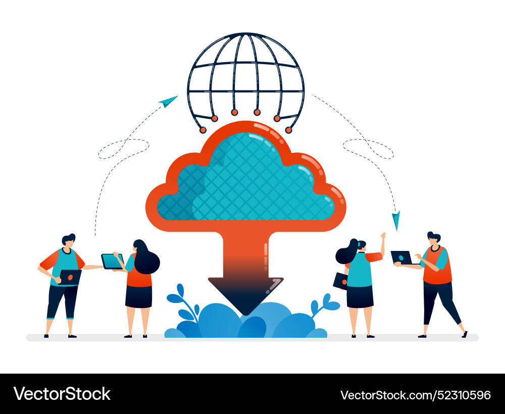Design of cloud data center global access Design of cloud data center global access vector image
