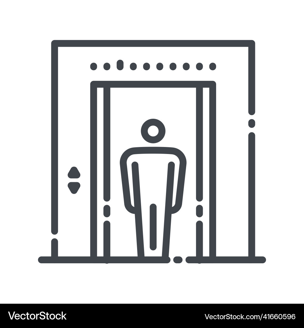 Elevator with passengers line icon front view Elevator with passengers line icon front view Vector Image