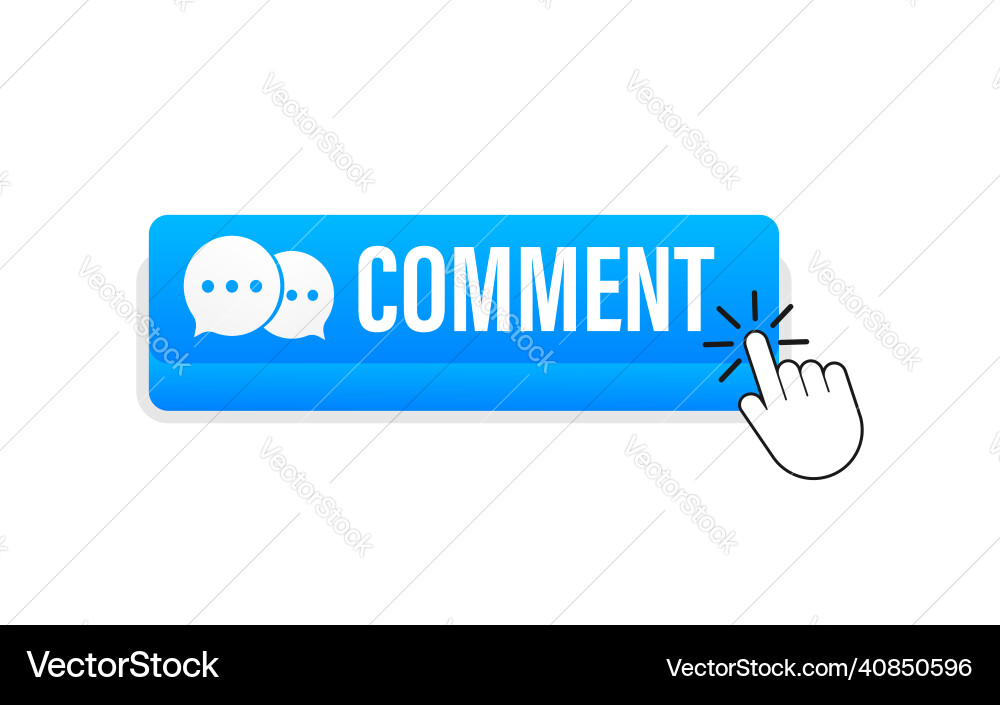 Flat blue comment button computer vector image