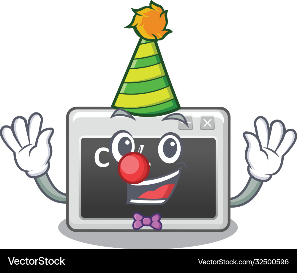 Funny clown command window cartoon character vector image