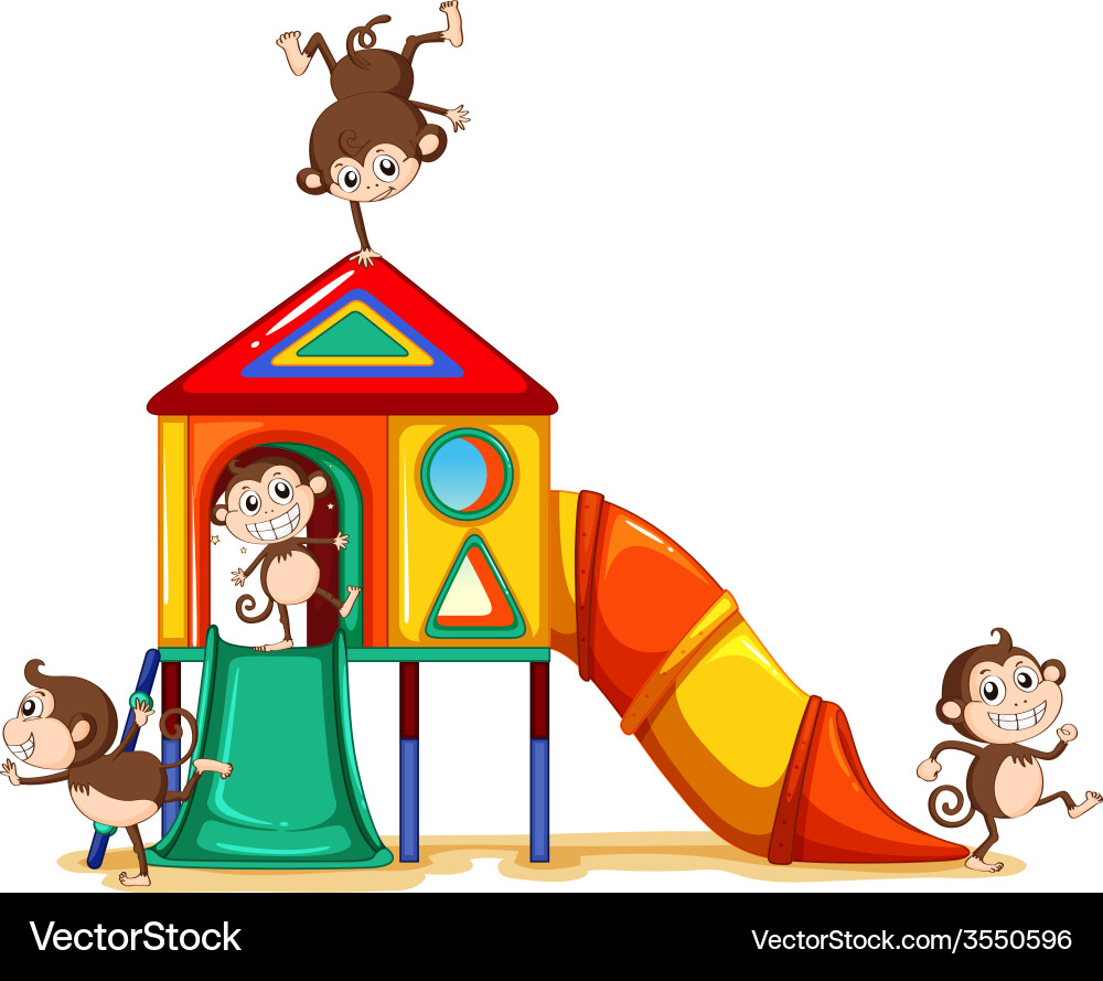 Monkeys playing at the playground Vector Image