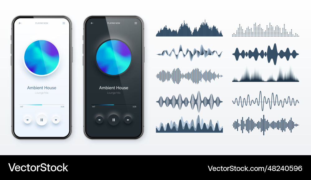 Online audio player user interface smartphone app Online audio player user interface smartphone app vector image