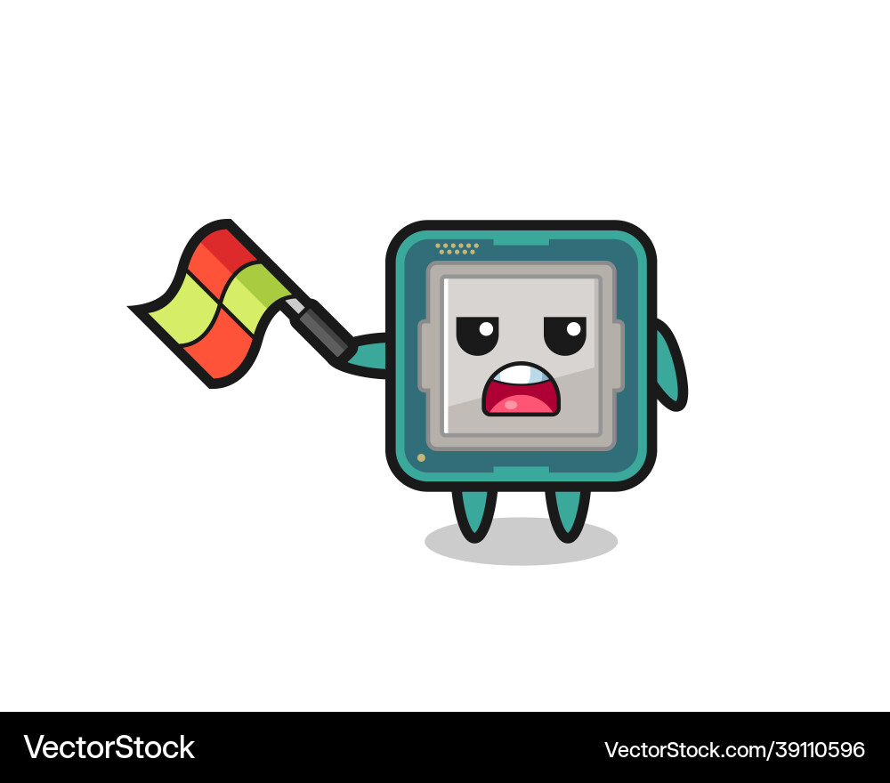 Processor cartoon as the line judge hold flag Processor cartoon as the line judge hold flag Vector Image