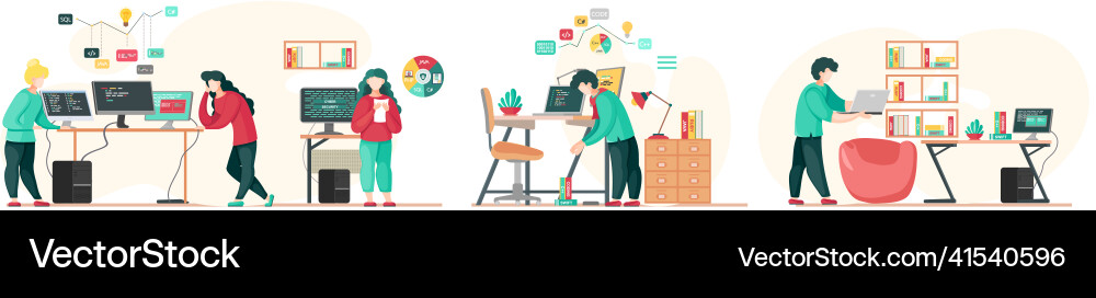 Programmierer Engineering und Codierung Programmierer Engineering und Codierung vektorbild