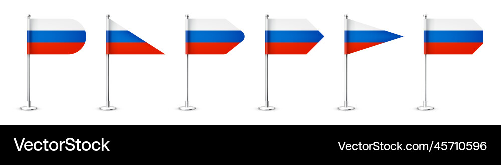 Realistic various russian table flags on a chrome Realistic various russian table flags on a chrome Vector Image