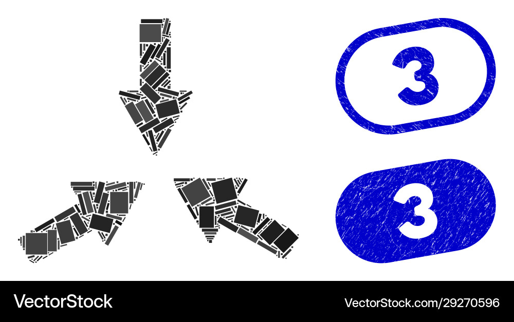 Rectangle mosaic collide 3 arrows with textured Vector Image