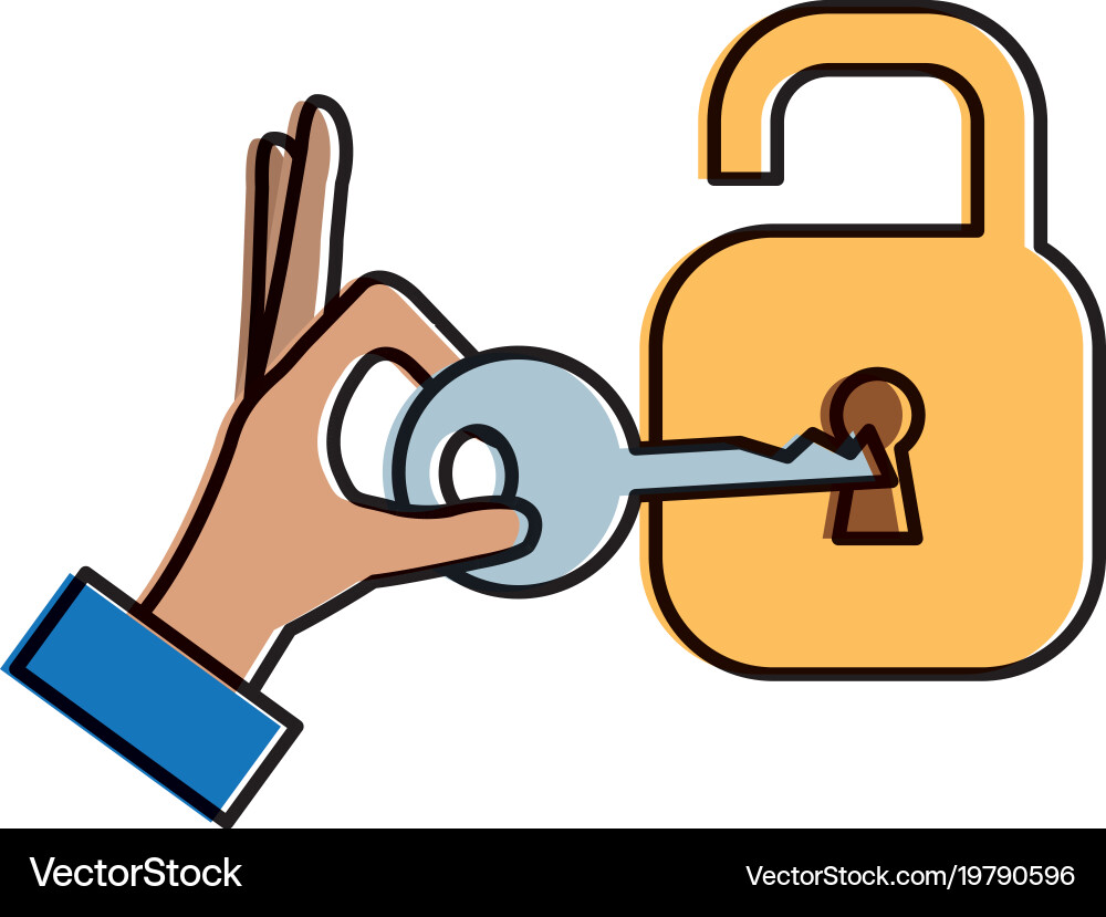 Safe secure padlock with key vector image