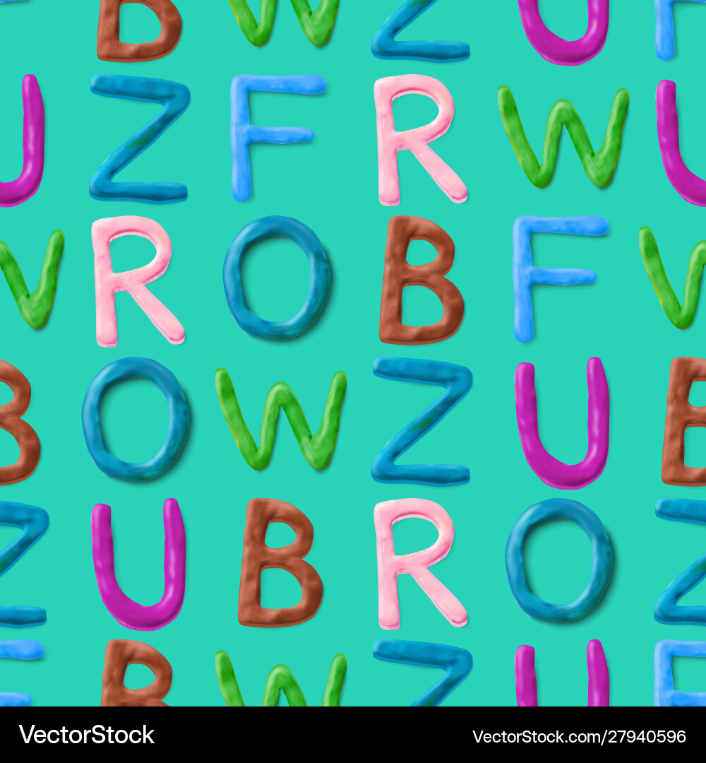 Seamless pattern with alphabet handmade modeling Vector Image